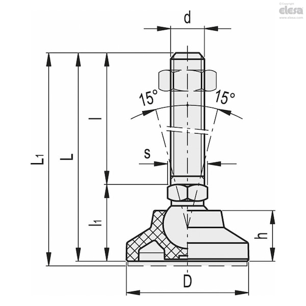 Levelling Feet, LS.A-32-8.5-AS-M8x43